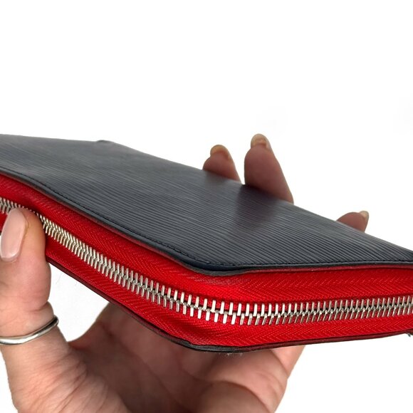 AUTH Louis Vuitton EUC Navy & Red Epi Leather Zippy Long Wallet with COA - Picture 10 of 17
